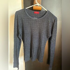 Vintage 90s Blue Black Ribbed Knit Top Size M